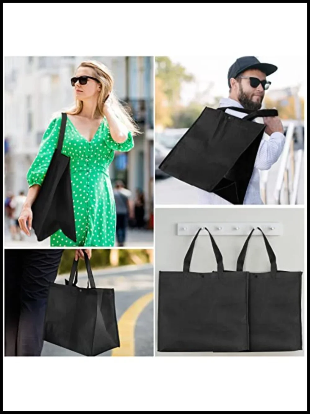 48 Pack Reusable Non Woven Grocery Tote Bags